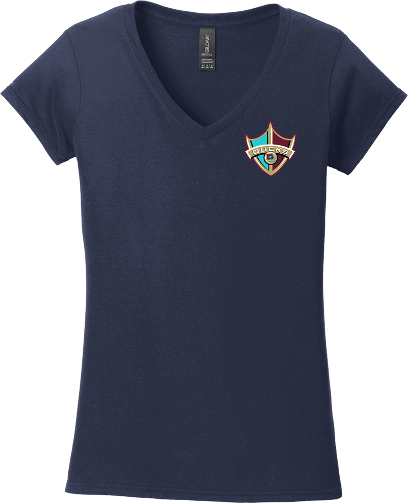 Delaware Ducks Softstyle Ladies Fit V-Neck T-Shirt