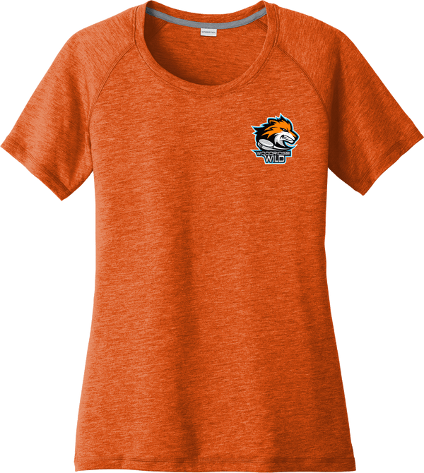 Woodridge Wild Ladies PosiCharge Tri-Blend Wicking Scoop Neck Raglan Tee