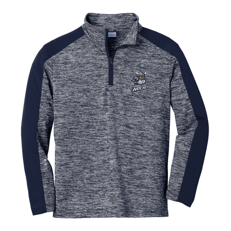 Hard Edge Hockey Youth PosiCharge  Electric Heather Colorblock 1/4-Zip Pullover